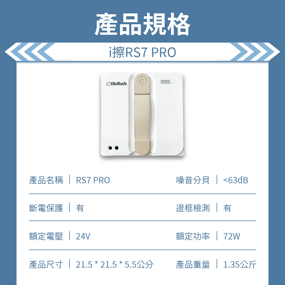 年底大掃除神隊友~i擦RS7 PRO 擦窗機器人:R99-3RS7-PRO-T00(加贈2條抹布:26-0002-000-005W)