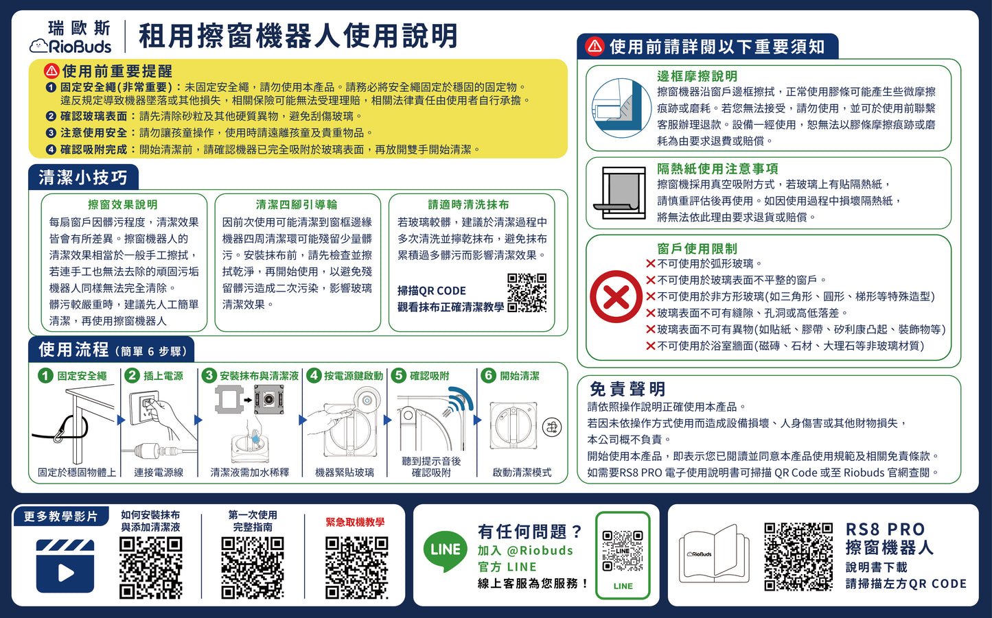 瑞歐斯 2026年版擦窗機器人專用收納盒｜內附遙控器功能卡＋使用說明卡